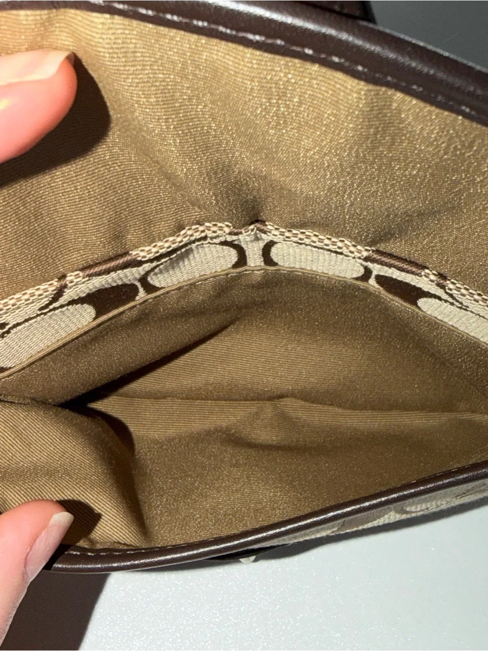 Vintage Coach Legacy Signature Turnlock Wristlet Y2K Khaki Brown